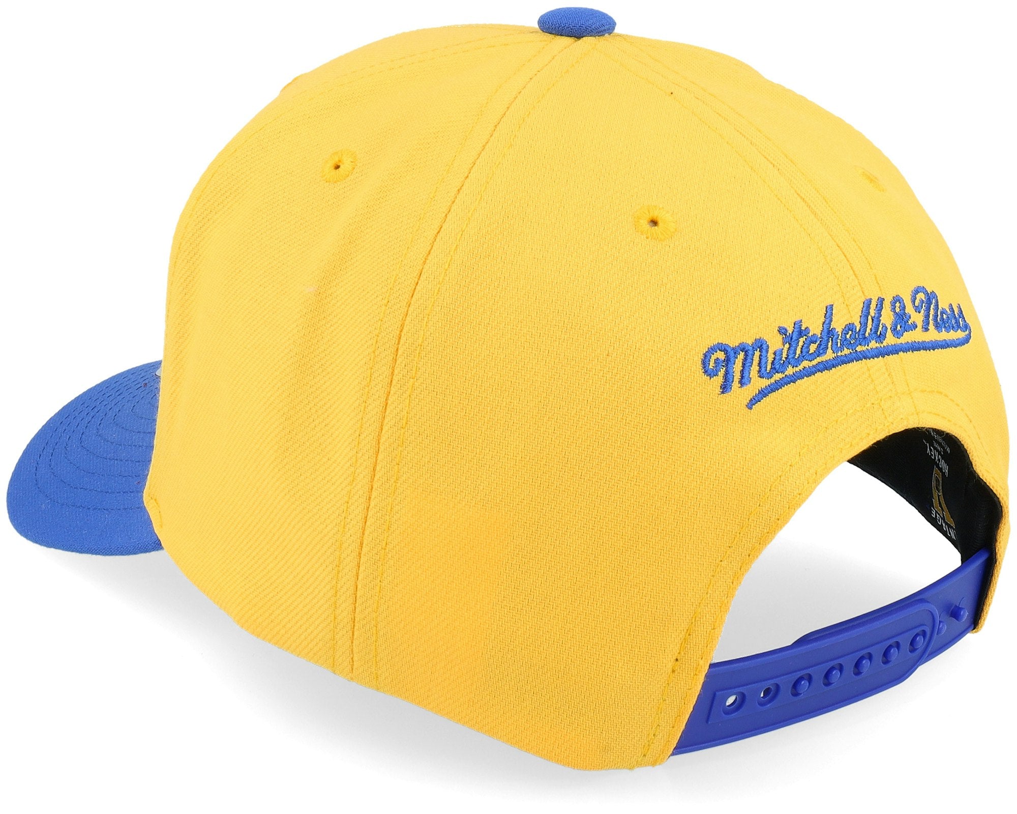 MENS MITCHELL & NESS NHL BOOM TEXT PRO SNAPBACK VNTG BLUES - YELLOW