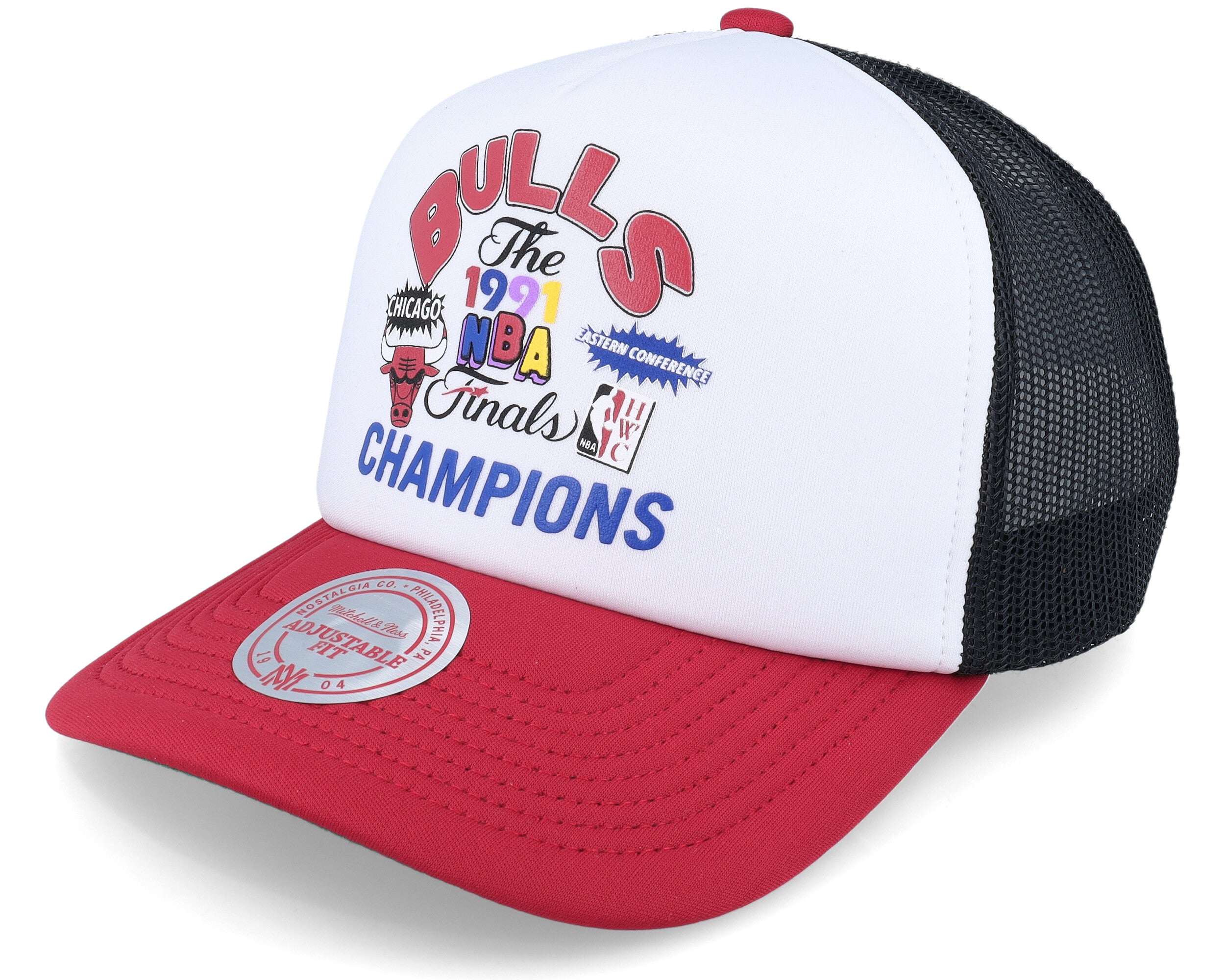 MENS MITCHELL & NESS NBA CHAMPS FEST TRUCKER HWC BULLS - WHITE