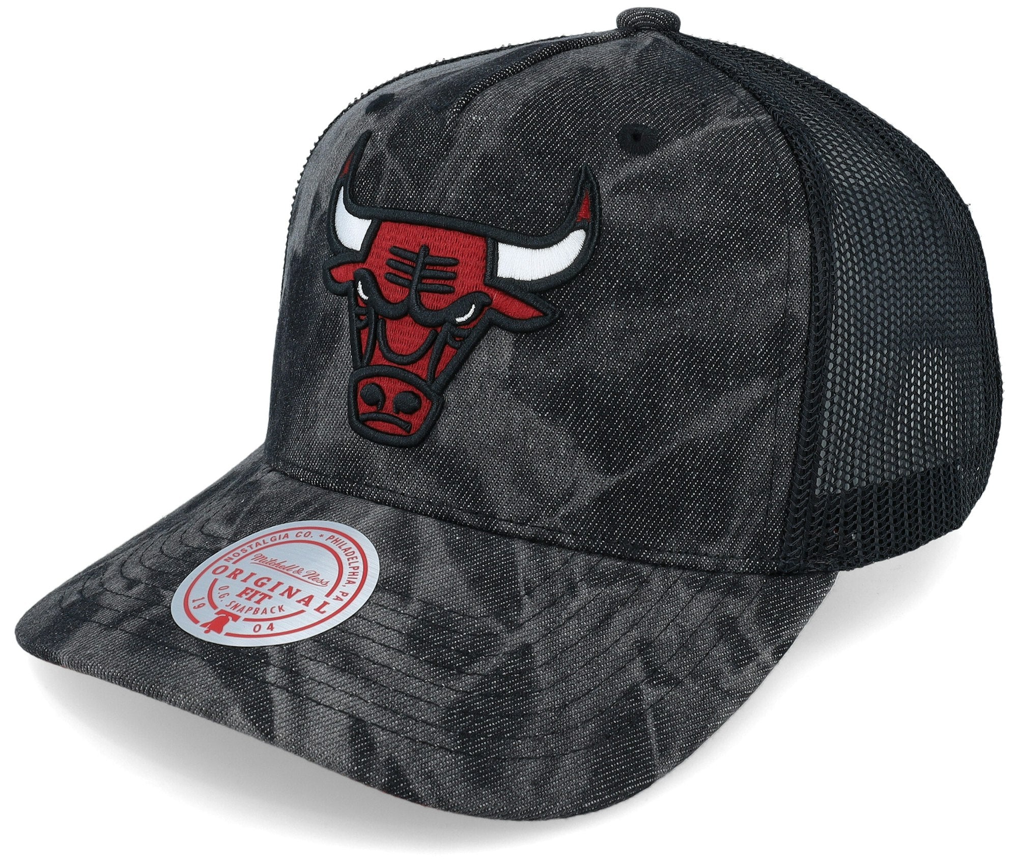 MENS MITCHELL & NESS NBA BURNT ENDS TRUCKER BULLS - BLACK
