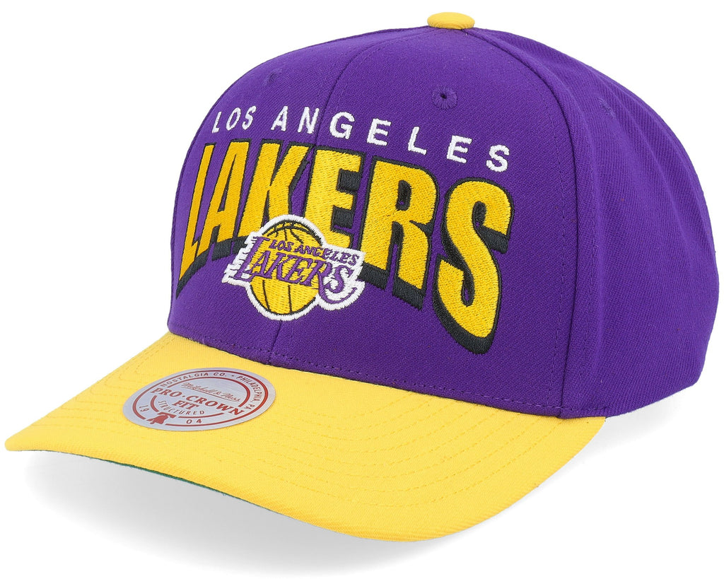 MENS MITCHELL & NESS NBA BOOM TEXT PRO SNAPBACK LAKERS - PURPLE