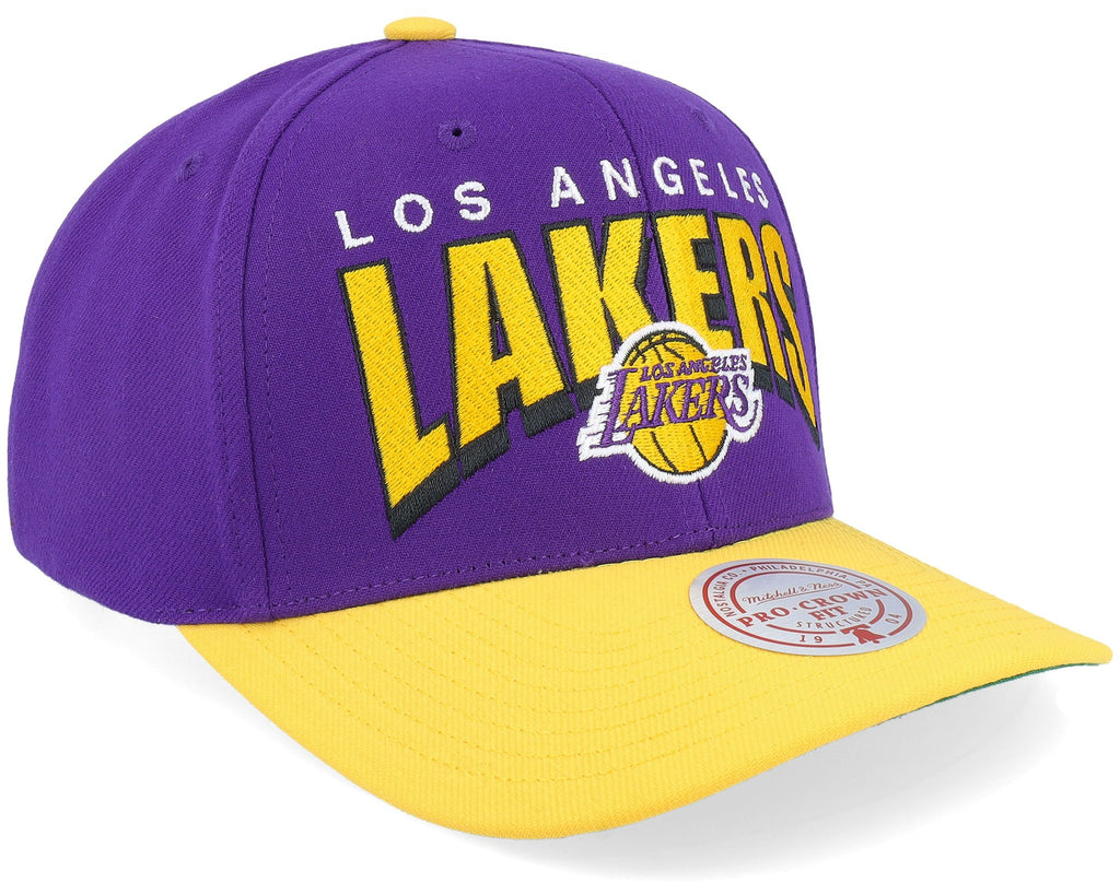 MENS MITCHELL & NESS NBA BOOM TEXT PRO SNAPBACK LAKERS - PURPLE