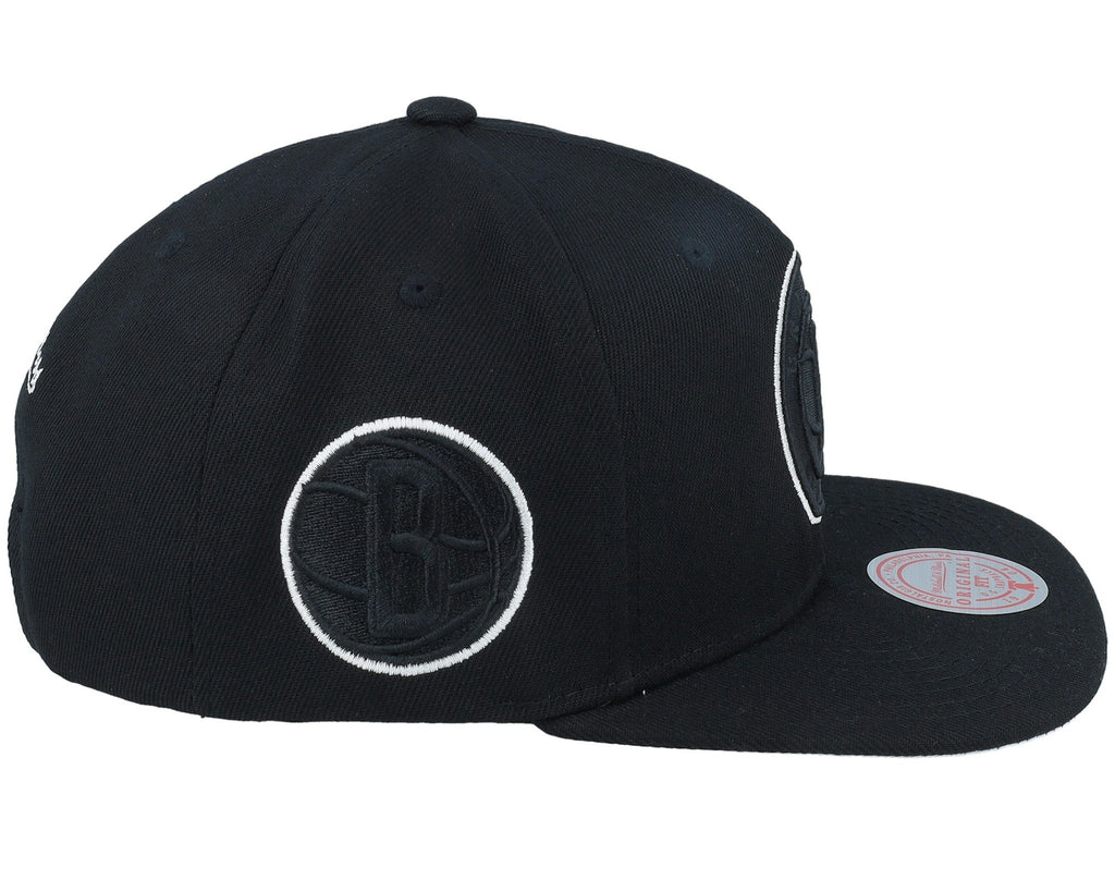 MENS MITCHELL & NESS NBA TC BOTTOMS SNAPBACK NETS - BLACK