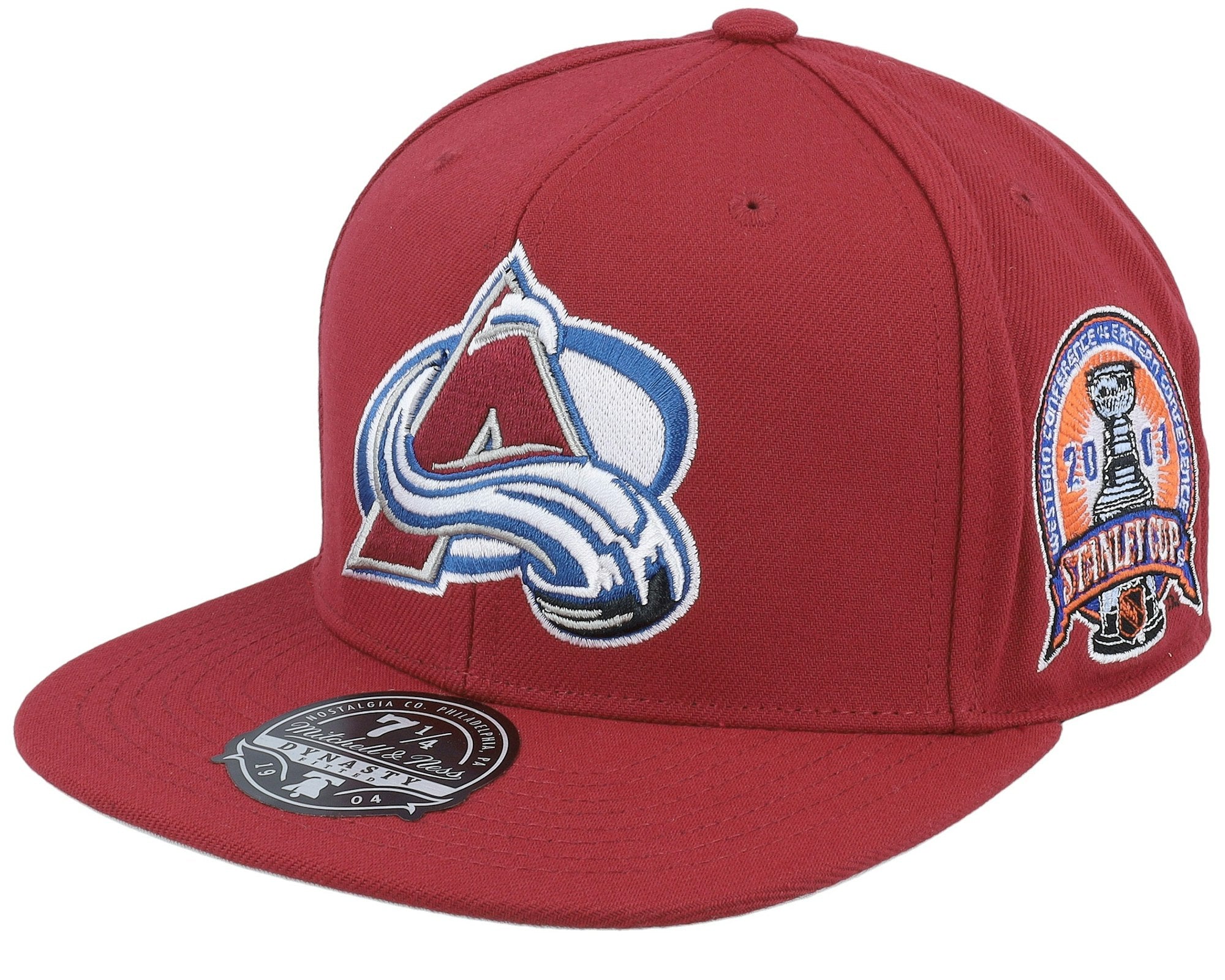 MENS MITCHELL & NESS NHL SIDE PATCH FITTED AVALANCHE - BURGUNDY