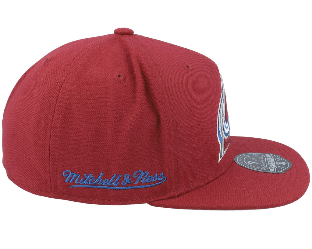 MENS MITCHELL & NESS NHL SIDE PATCH FITTED AVALANCHE - BURGUNDY