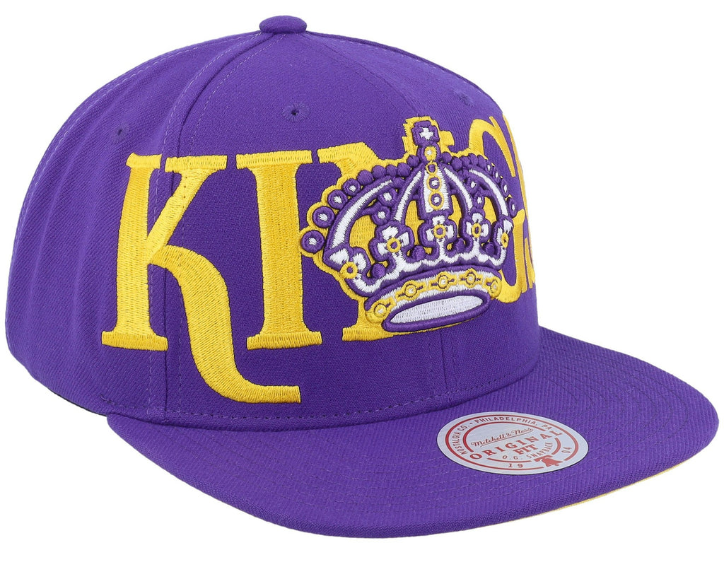 MENS MITCHELL & NESS NHL FULL FRONTAL SNAPBACK VNTG KINGS - PURPLE