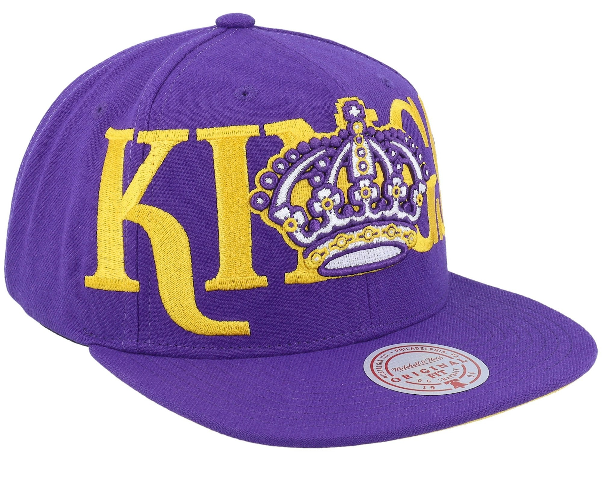 MENS MITCHELL & NESS NHL FULL FRONTAL SNAPBACK VNTG KINGS - PURPLE