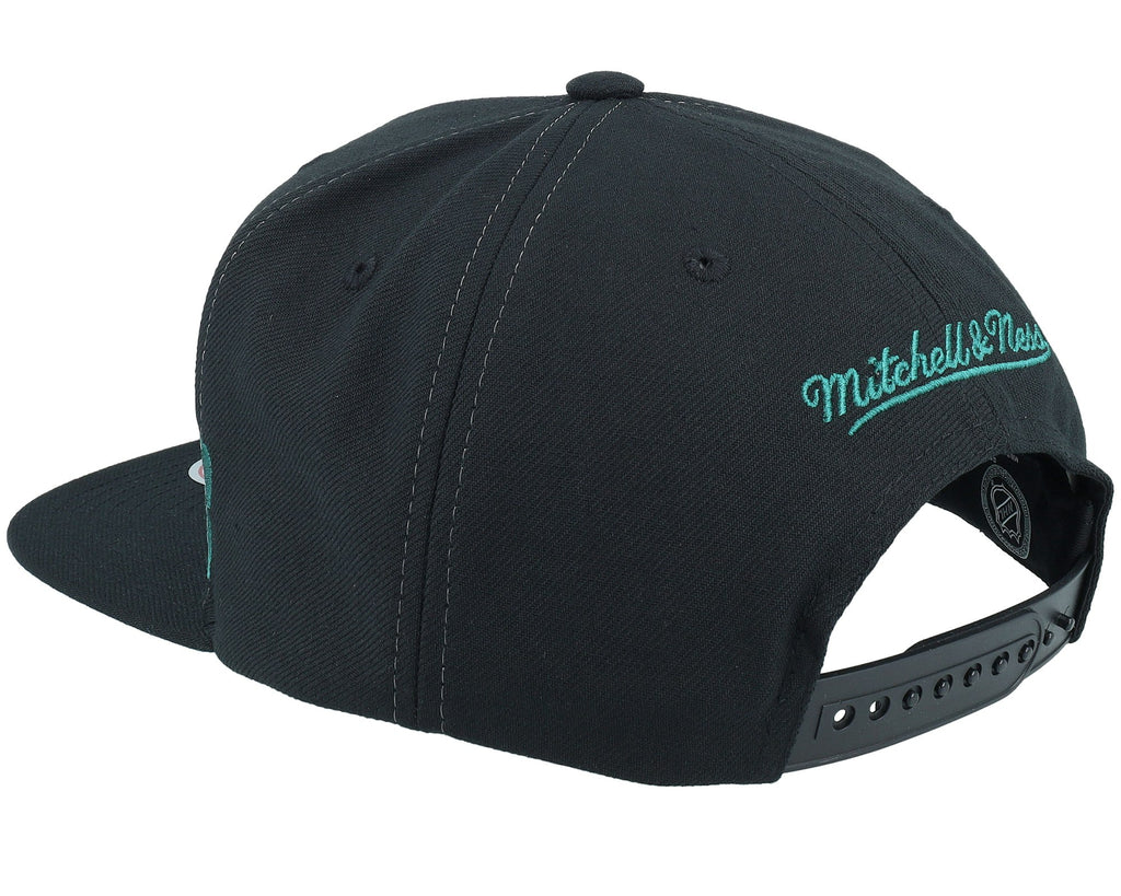 MENS MITCHELL & NESS NHL FULL FRONTAL SNAPBACK SHARKS - BLACK