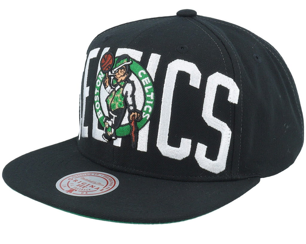 MENS MITCHELL & NESS NBA FULL FRONTAL SNAPBACK CELTICS - BLACK