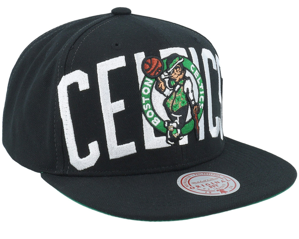 MENS MITCHELL & NESS NBA FULL FRONTAL SNAPBACK CELTICS - BLACK