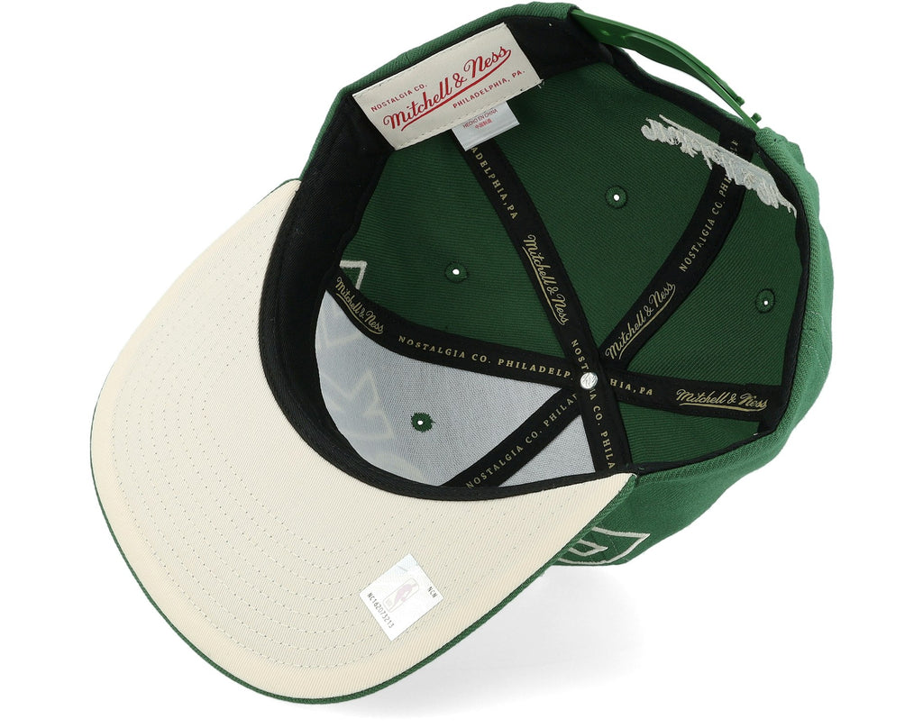 MENS MITCHELL & NESS NBA FULL FRONTAL SNAPBACK BUCKS - GREEN