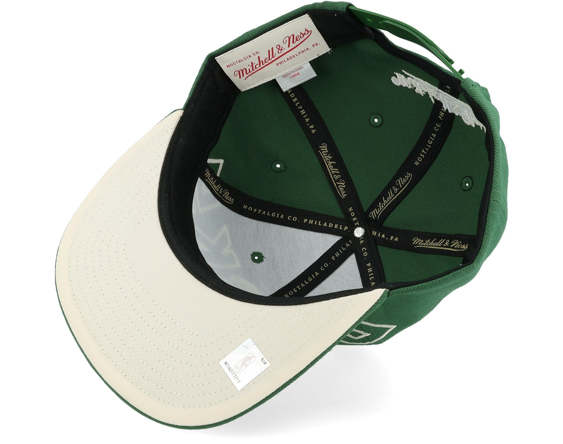 MENS MITCHELL & NESS NBA FULL FRONTAL SNAPBACK BUCKS - GREEN