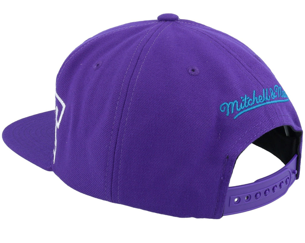 MENS MITCHELL & NESS NBA FULL FRONTAL SNAPBACK HWC HORNETS - PURPLE