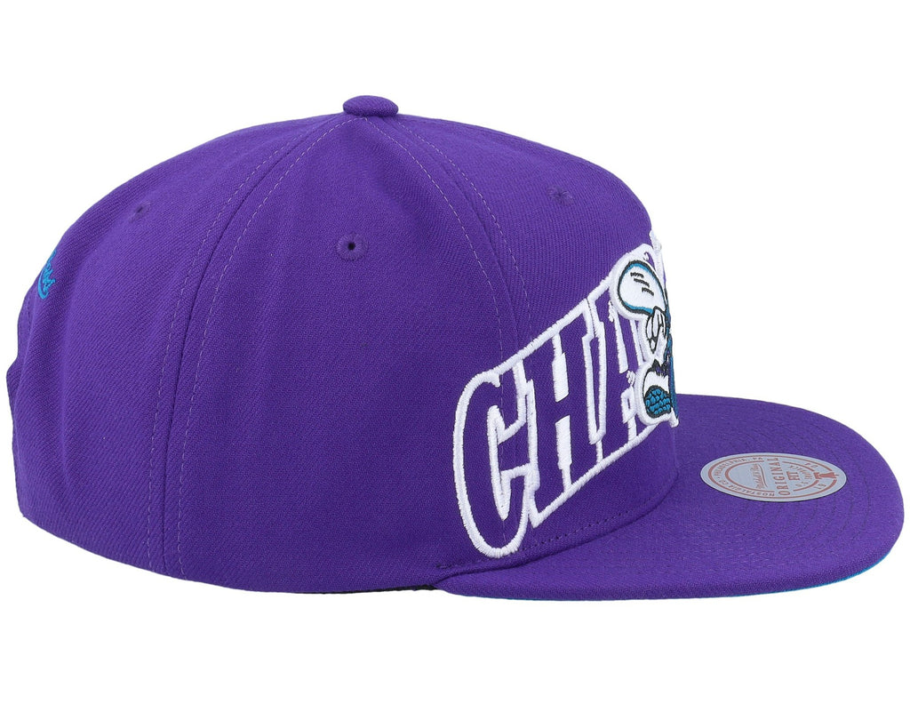 MENS MITCHELL & NESS NBA FULL FRONTAL SNAPBACK HWC HORNETS - PURPLE
