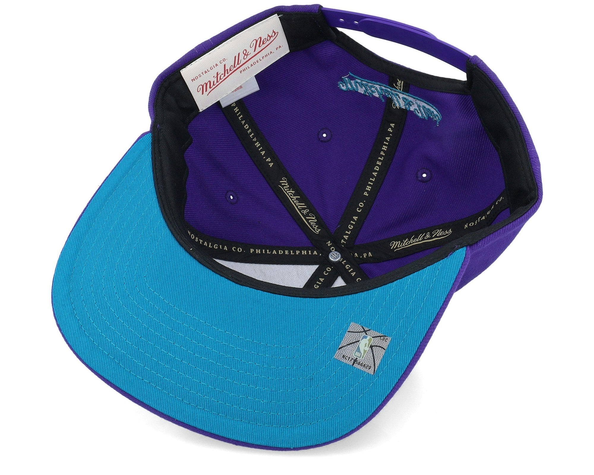 MENS MITCHELL & NESS NBA FULL FRONTAL SNAPBACK HWC HORNETS - PURPLE