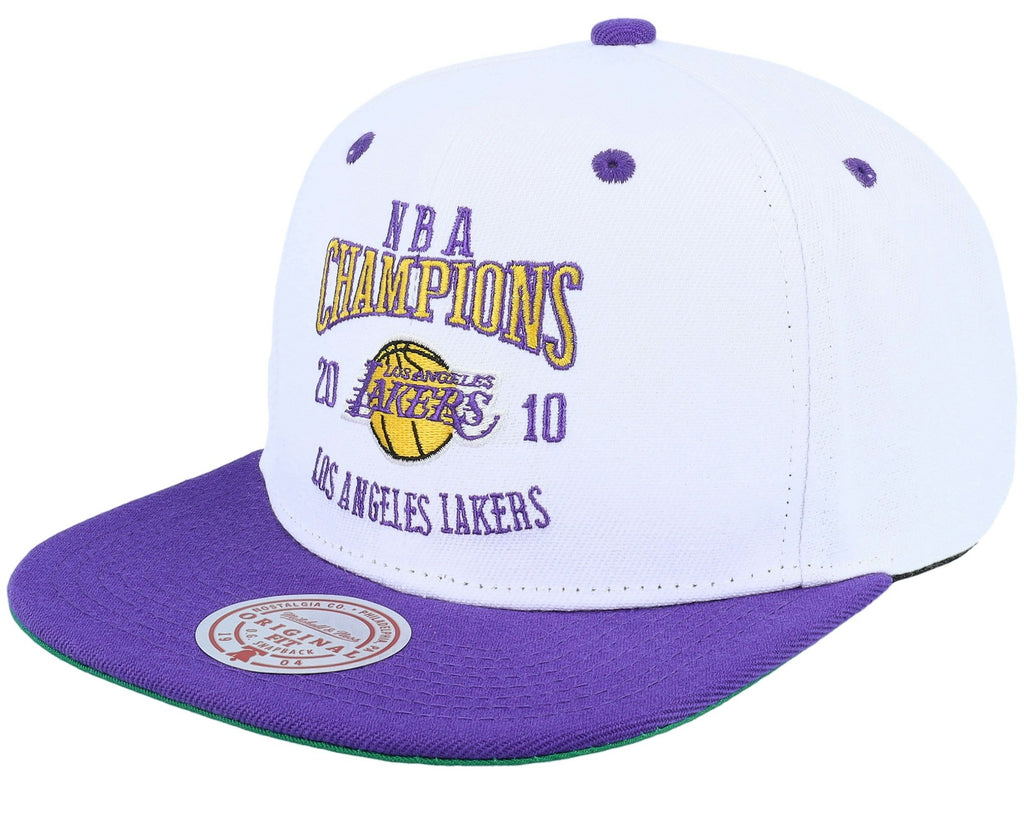 MENS MITCHELL & NESS NBA CHAMP SERIES SNAPBACK LAKERS - WHITE