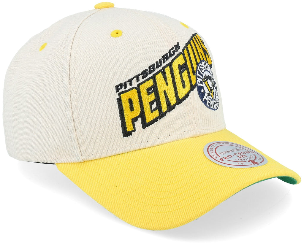 MENS MITCHELL & NESS NHL RETRO TYPE PRO SNAPBACK VNTG PENGUINS - OFF WHITE