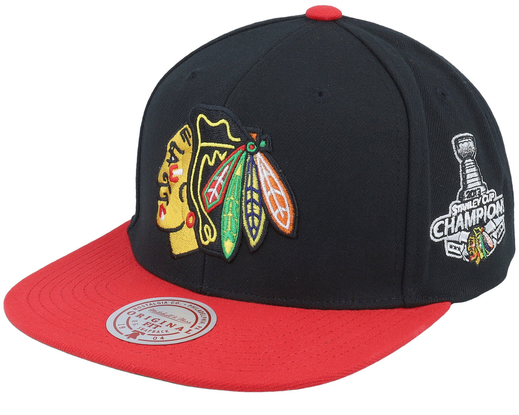 Mens Mitchell & Ness NHL 2 TONE SIDE PATCH SNAPBACK BLACKHAWKS