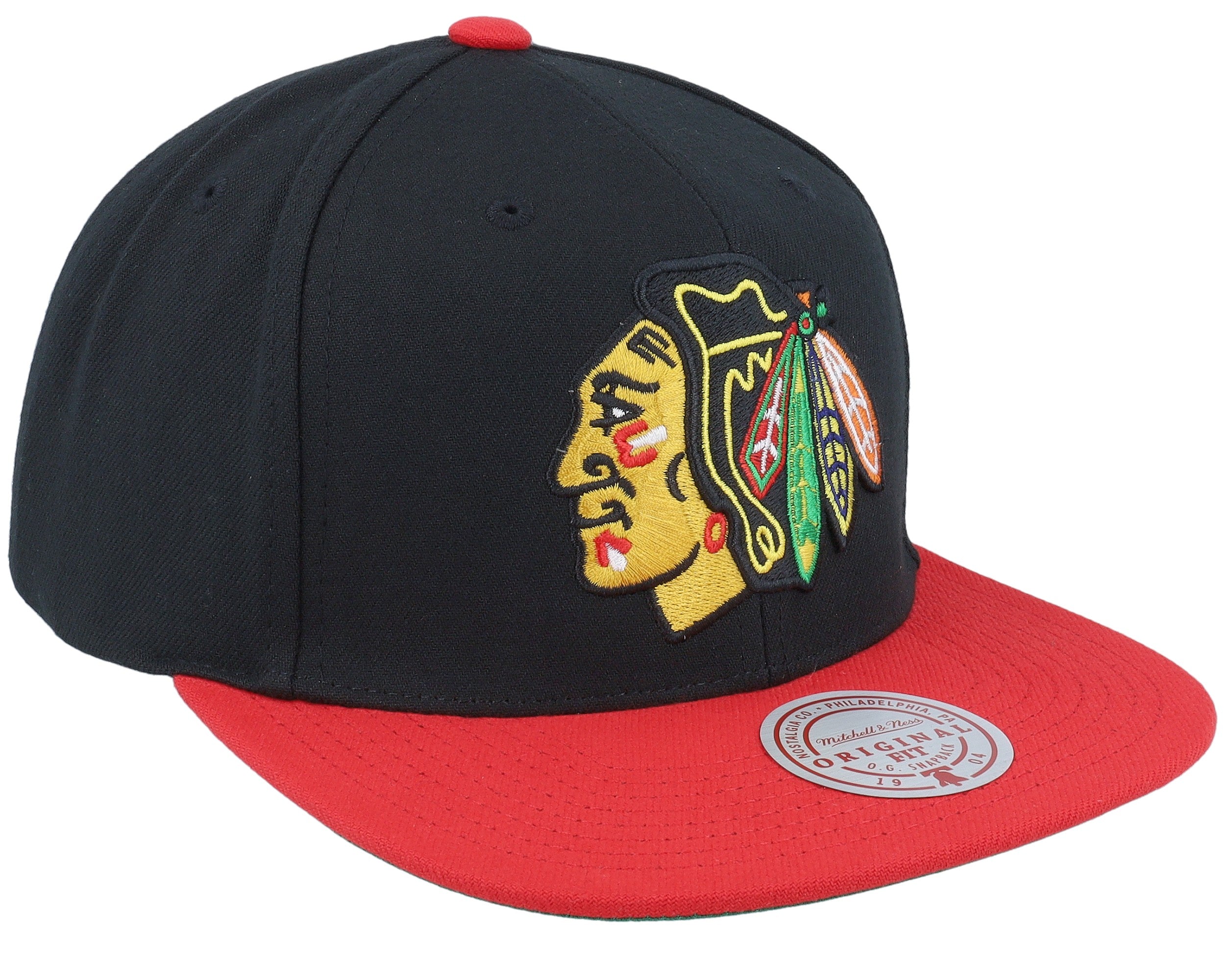 Mens Mitchell & Ness NHL 2 TONE SIDE PATCH SNAPBACK BLACKHAWKS