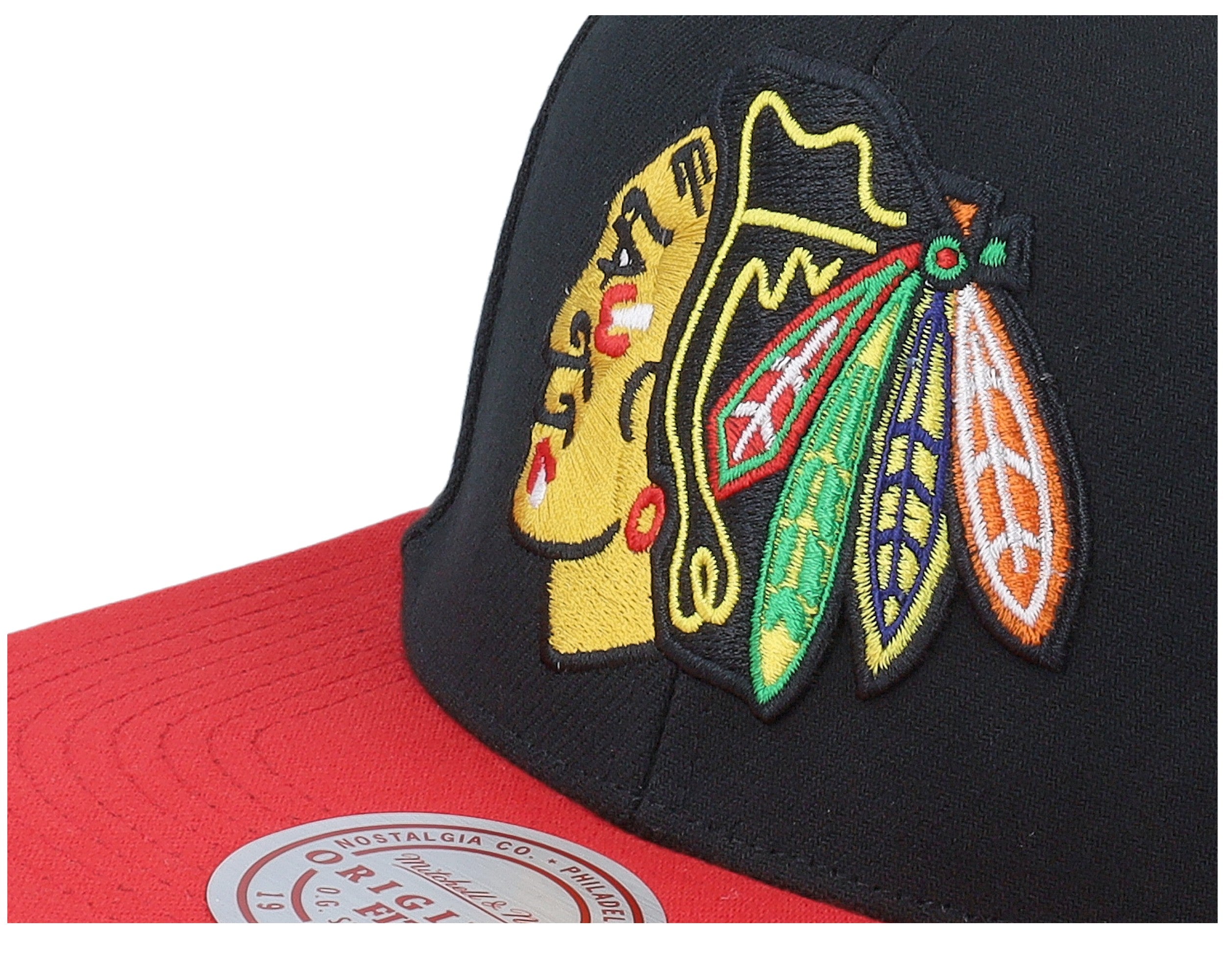 Mens Mitchell & Ness NHL 2 TONE SIDE PATCH SNAPBACK BLACKHAWKS