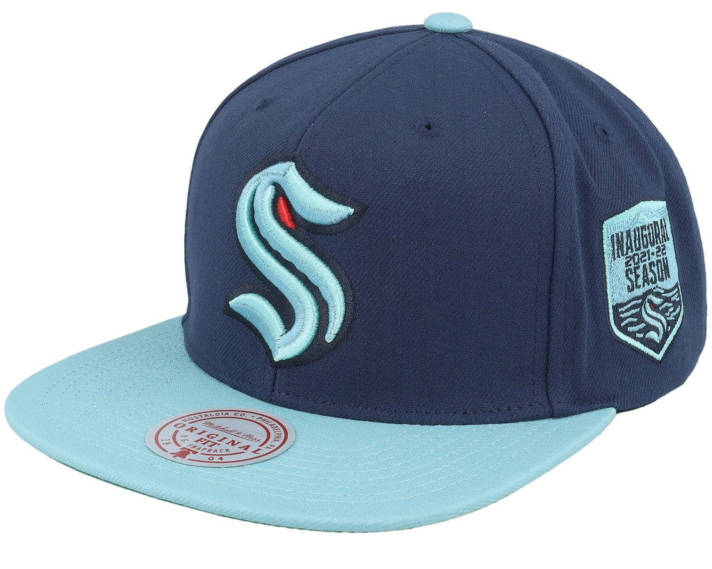 MENS MITCHELL & NESS NHL 2 TONE SIDE PATCH SNAPBACK KRAKEN - NAVY