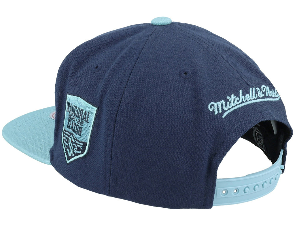 MENS MITCHELL & NESS NHL 2 TONE SIDE PATCH SNAPBACK KRAKEN - NAVY