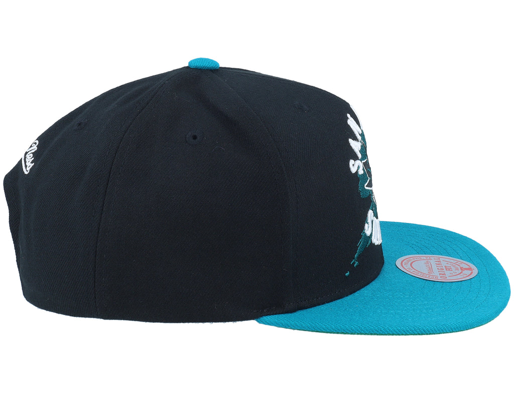 Mens Mitchell & Ness NHL CIRCLE SPLASH SNAPBACK SHARKS