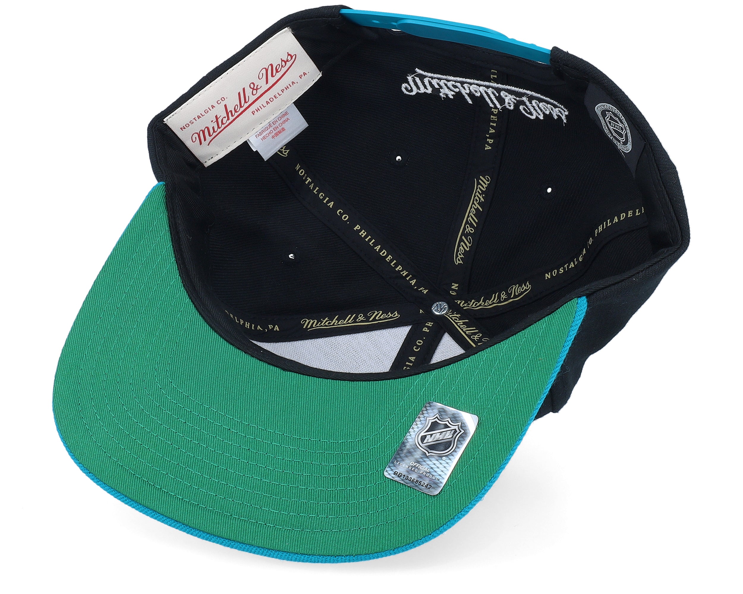 Mens Mitchell & Ness NHL CIRCLE SPLASH SNAPBACK SHARKS