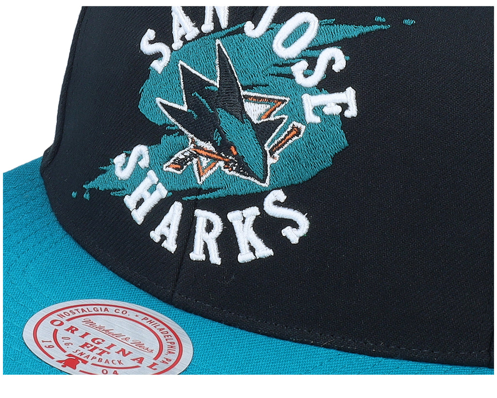 Mens Mitchell & Ness NHL CIRCLE SPLASH SNAPBACK SHARKS