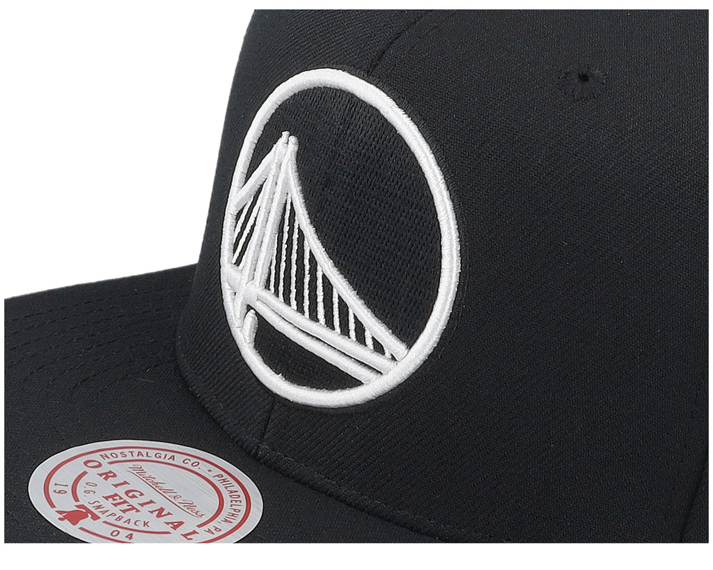 Mens Mitchell & Ness NBA EVERGREEN BLACK WHITE SNAPBACK WARRIORS