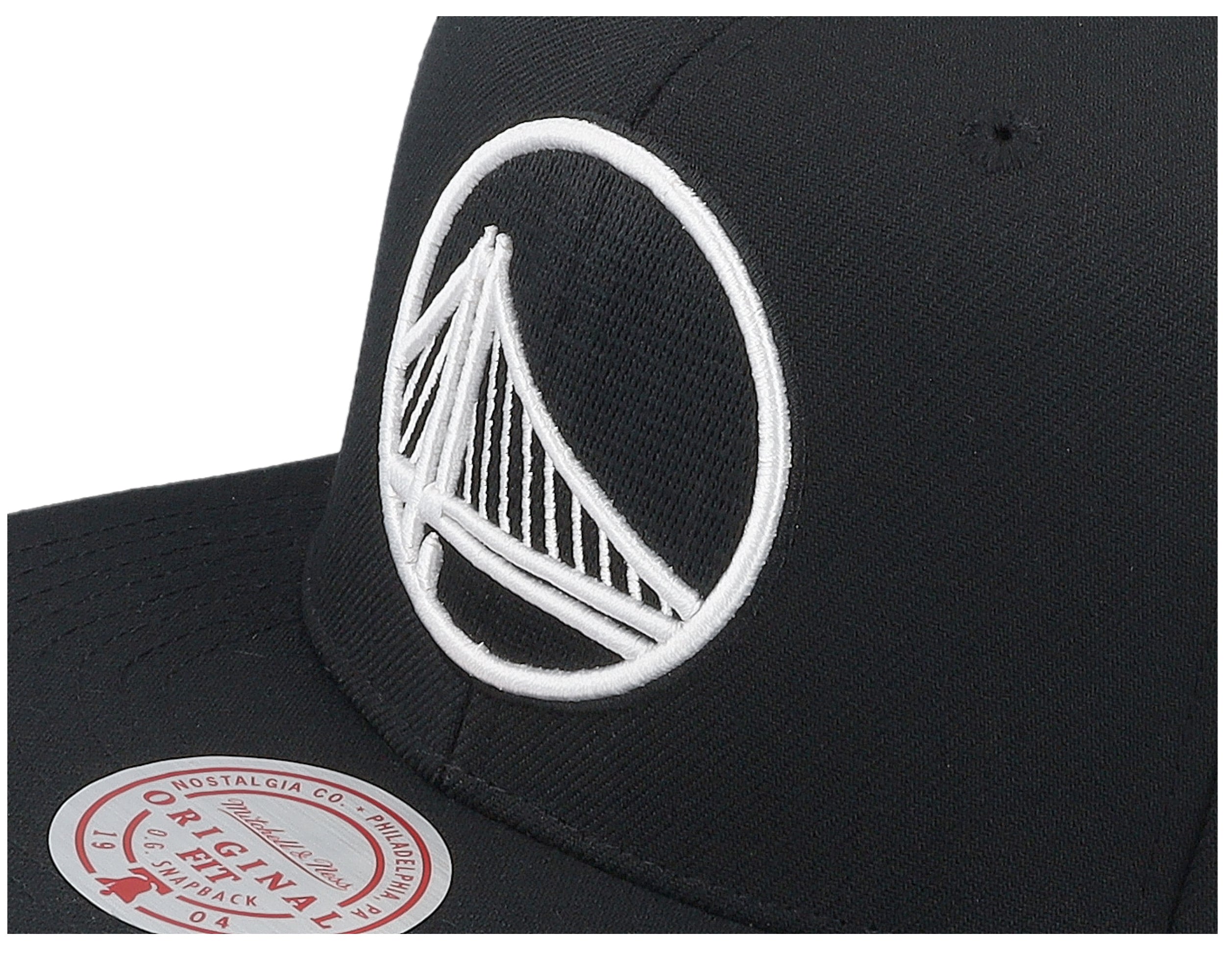 Mens Mitchell & Ness NBA EVERGREEN BLACK WHITE SNAPBACK WARRIORS