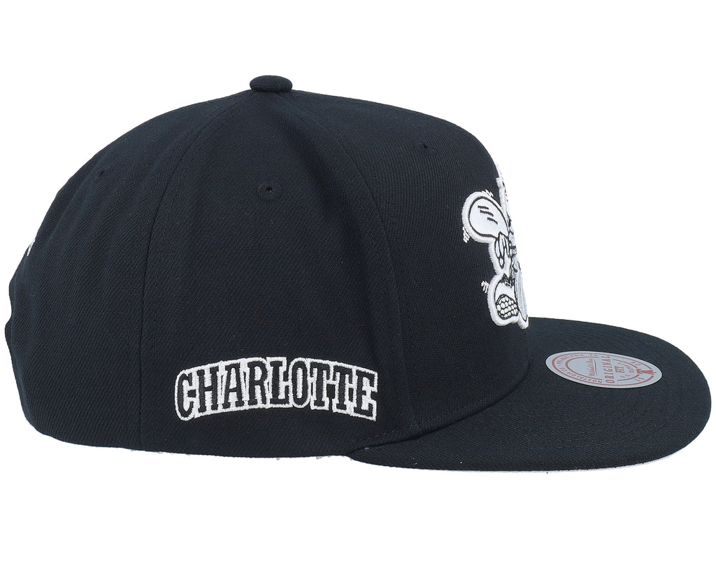 Mens Mitchell & Ness NBA EVERGREEN BLACK WHITE SNAPBACK HWC HORNETS