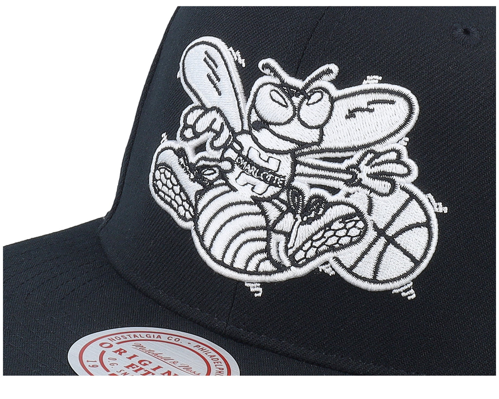 Mens Mitchell & Ness NBA EVERGREEN BLACK WHITE SNAPBACK HWC HORNETS