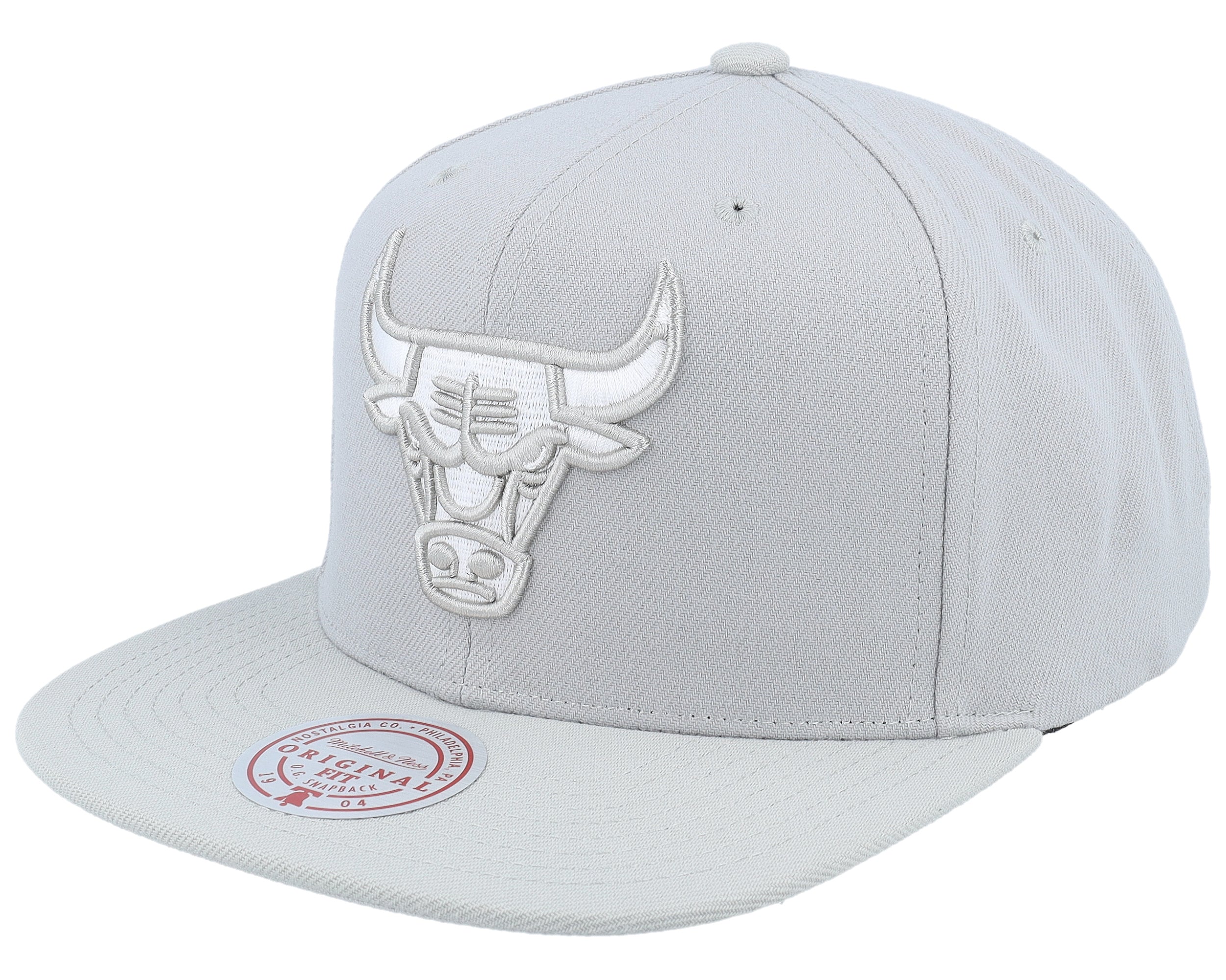 Mens Mitchell & Ness NBA EVERGREEN GREY WHITE SNAPBACK BULLS
