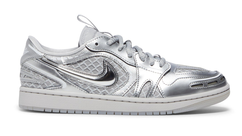 [HQ2186-002] WOMENS AIR JORDAN RETRO 1 MM LOW V3 'METHOD OF MAKE METALLIC SILVER'