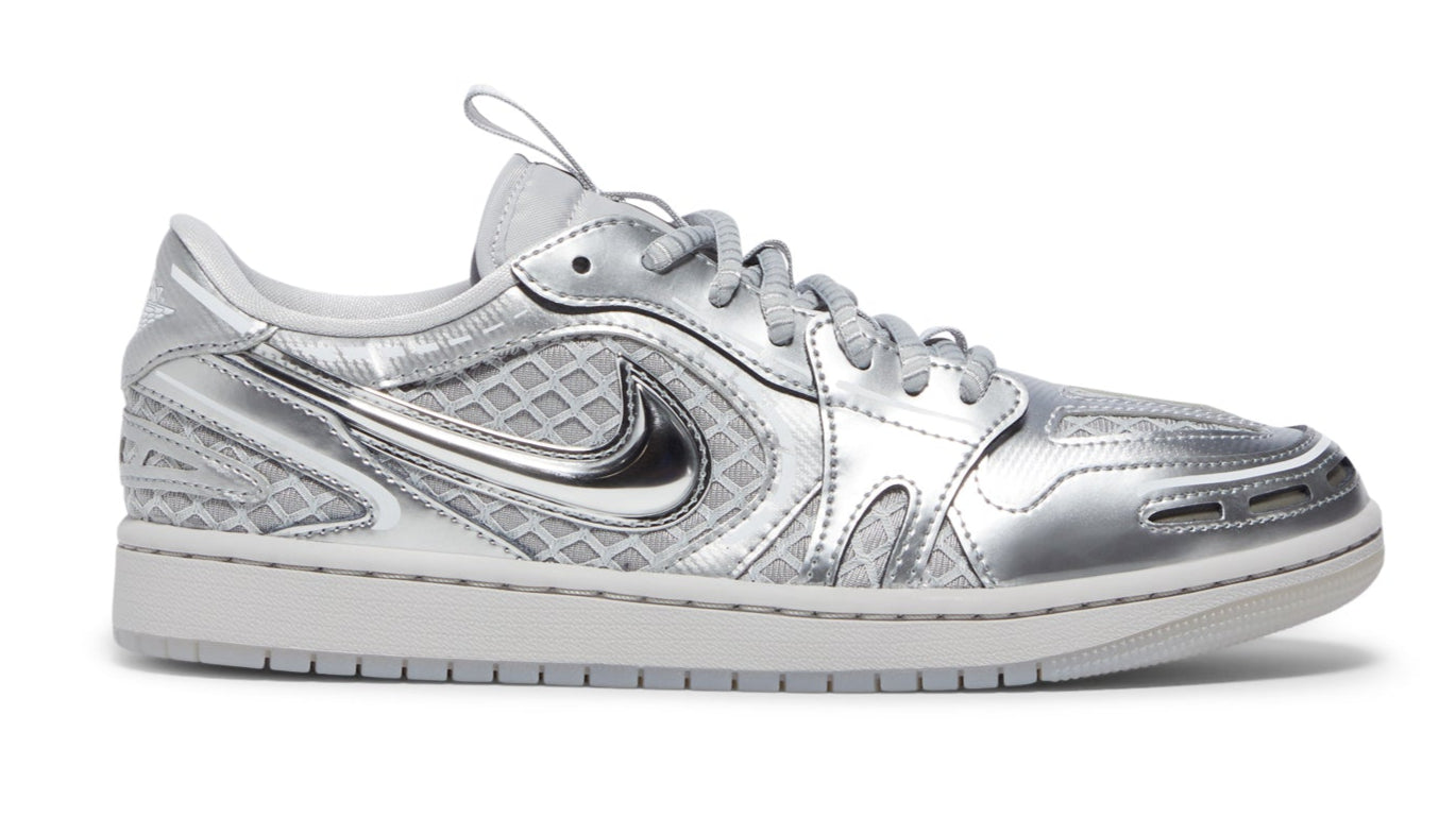 [HQ2186-002] WOMENS AIR JORDAN RETRO 1 MM LOW V3 'METHOD OF MAKE METALLIC SILVER'