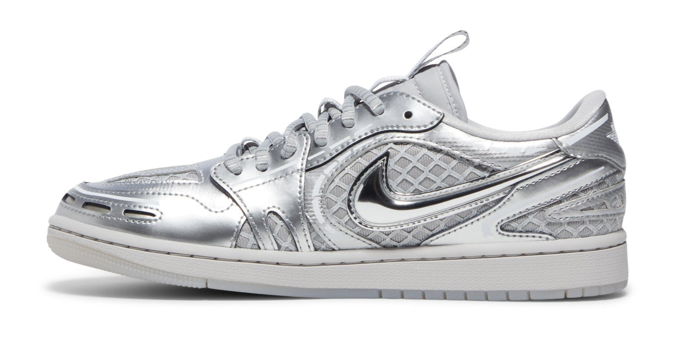 [HQ2186-002] WOMENS AIR JORDAN RETRO 1 MM LOW V3 'METHOD OF MAKE METALLIC SILVER'