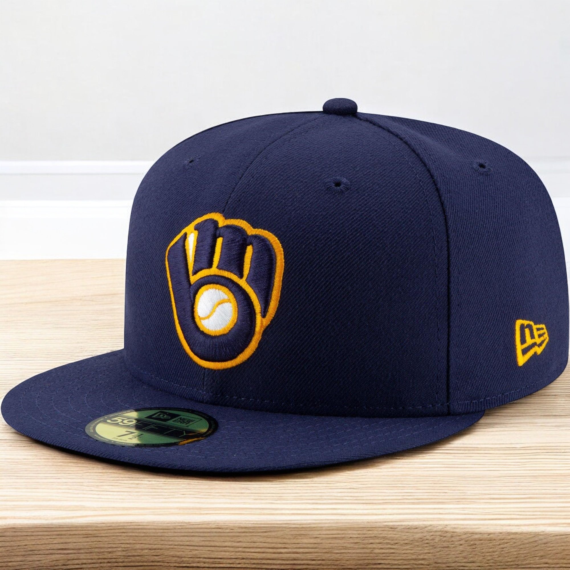 [70482536] Mens New Era MLB Authentic 59Fifty Performance Fitted - Brewers