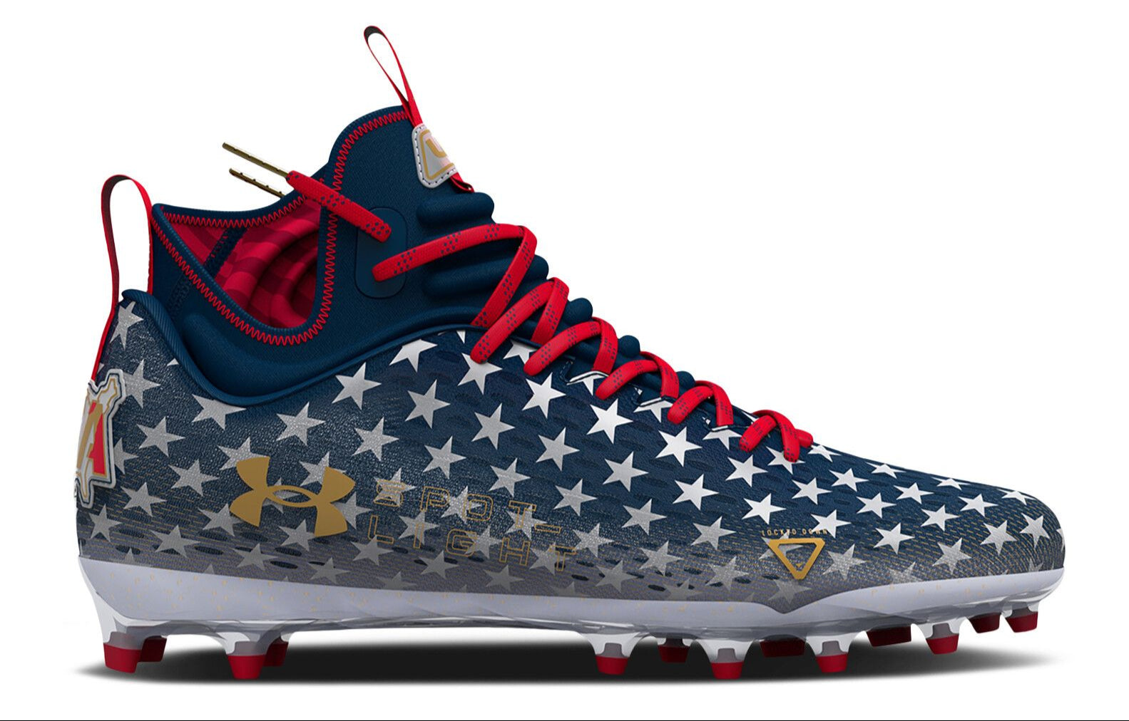 [3025366-100] MENS UNDER ARMOUR SPOTLIGHT LUX MC LE USA FOOTBALL CLEAT (NO LID)
