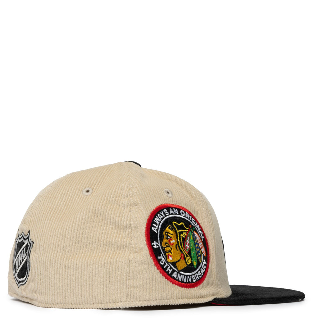 MENS MITCHELL & NESS NHL 2 TONE TEAM CORD FITTED BLACKHAWKS