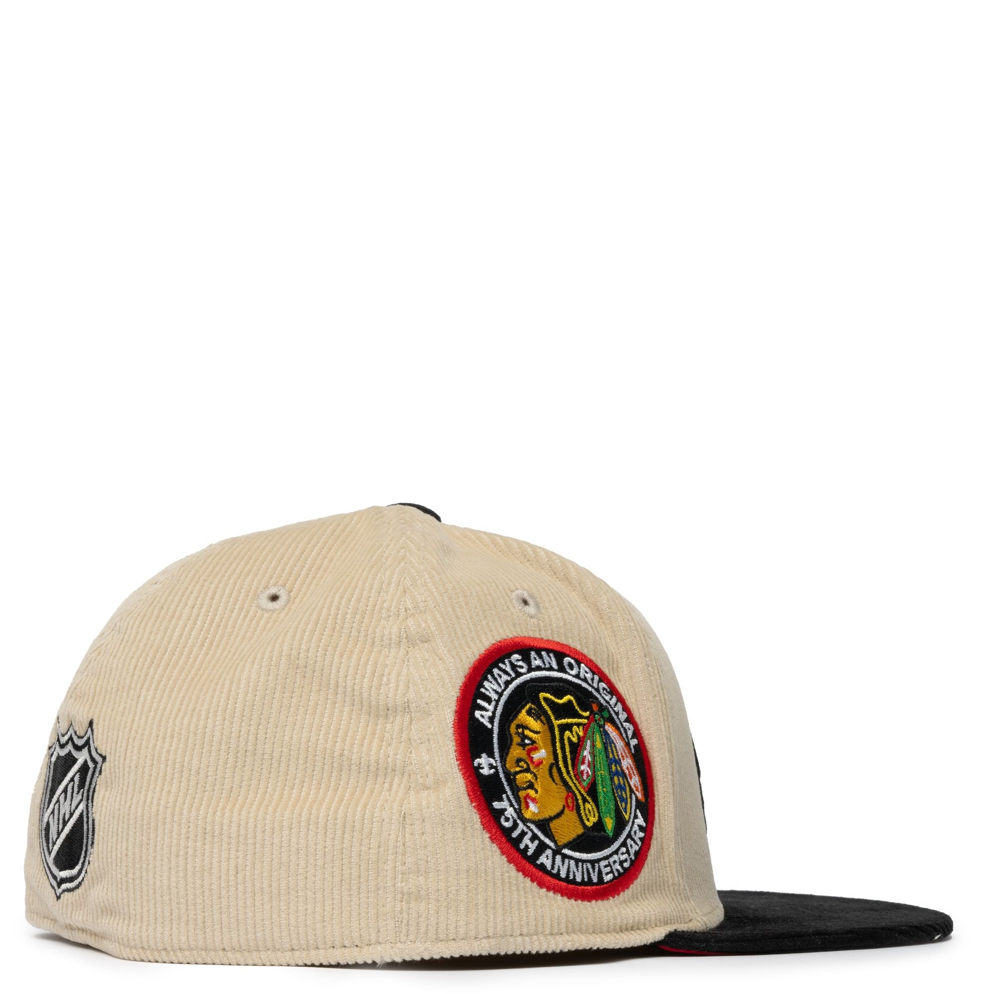 MENS MITCHELL & NESS NHL 2 TONE TEAM CORD FITTED BLACKHAWKS