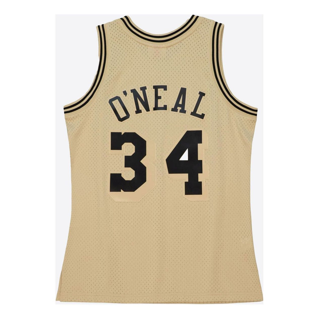 MENS MITCHELL & NESS KHAKI BLACK SWINGMAN JERSEY LAKERS 1996 SHAQUILLE O'NEAL
