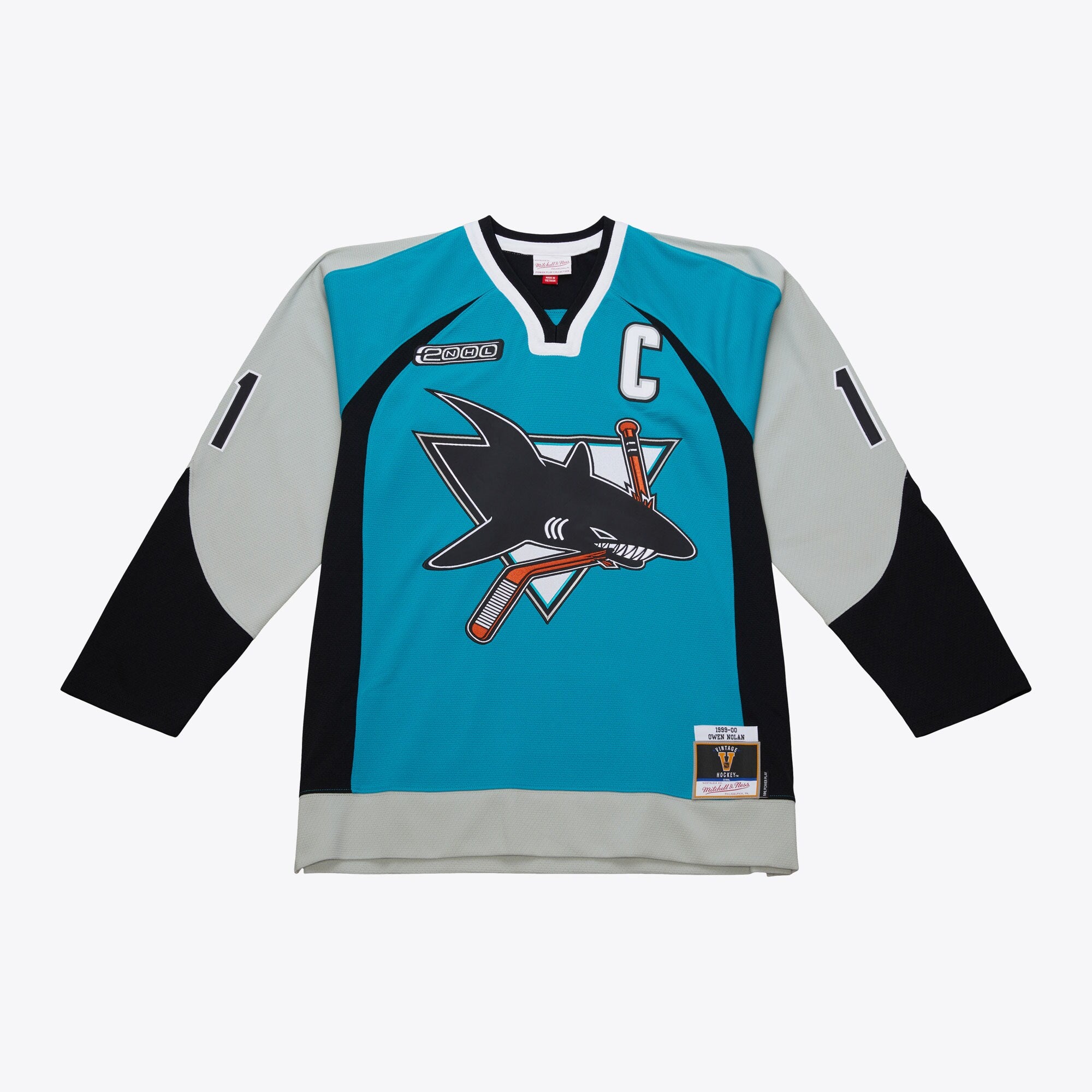 Mens Mitchell & Ness NHL DARK JERSEY SHARKS 1999 OWEN NOLAN