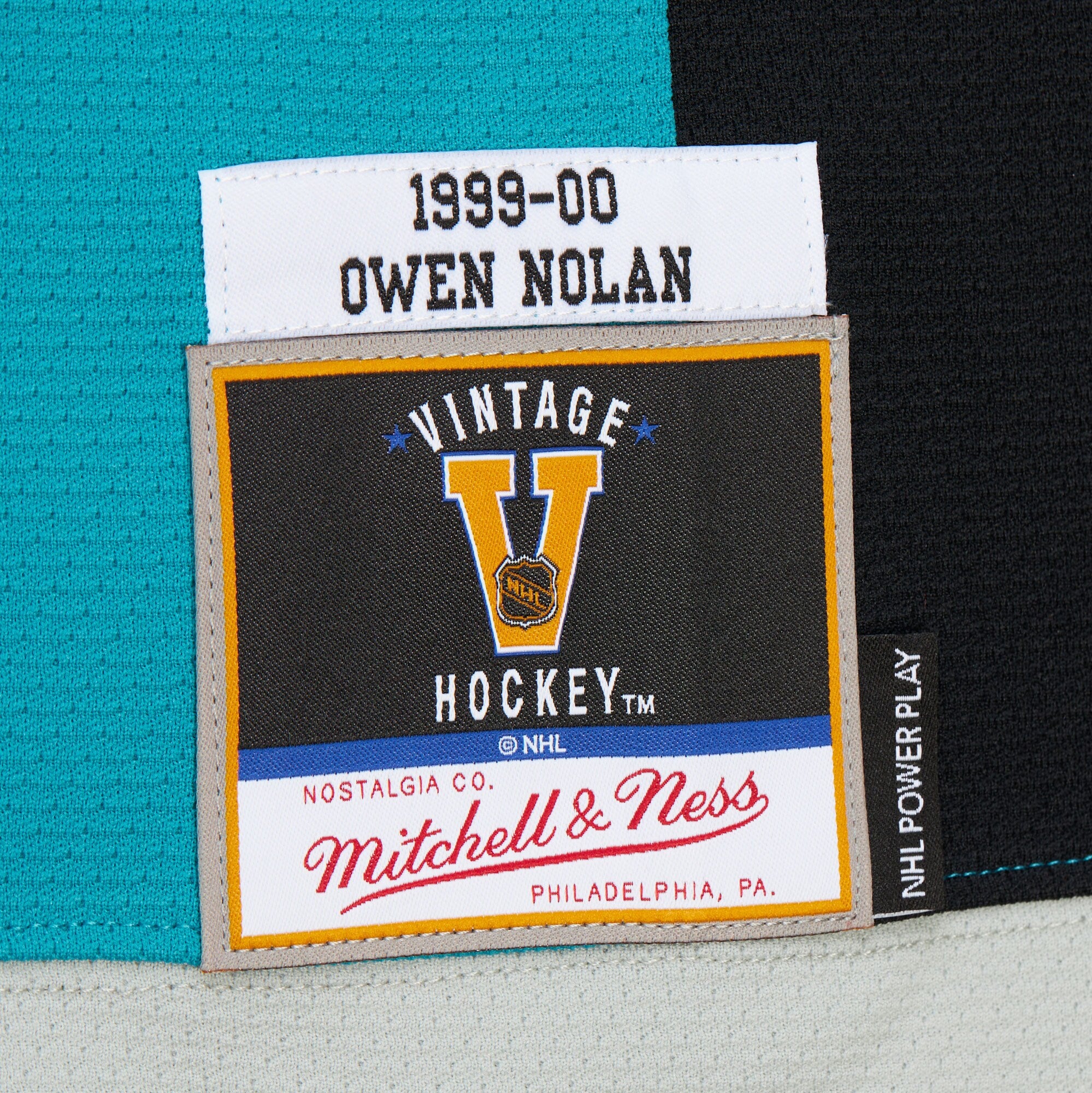 Mens Mitchell & Ness NHL DARK JERSEY SHARKS 1999 OWEN NOLAN