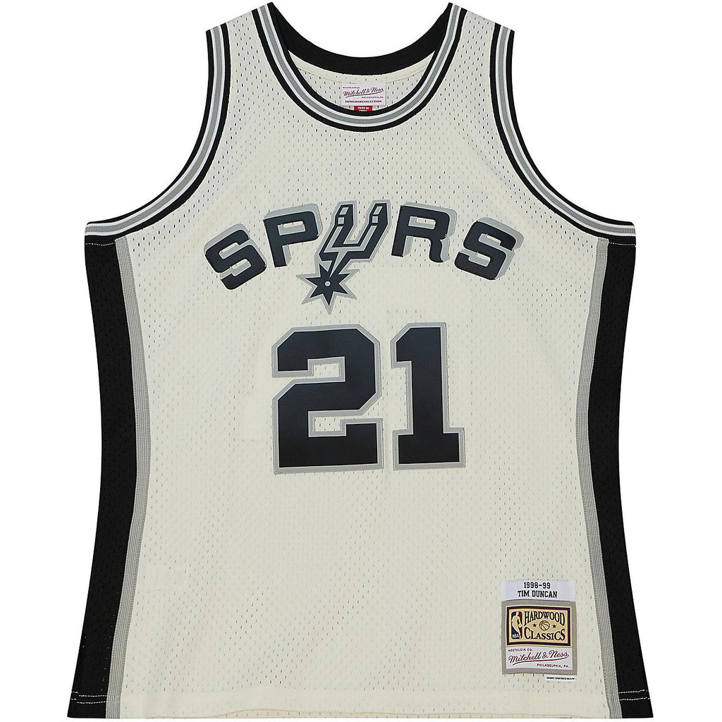 MENS MITCHELL & NESS CREAM TEAM COLOR SWINGMAN JERSEY SPURS 1998 TIM DUNCAN