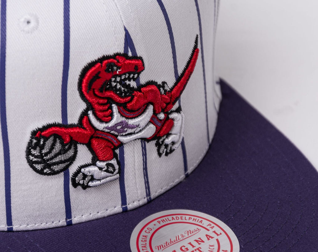 MENS MITCHELL & NESS NBA RETRO PINSTRIPE SNAPBACK HWC RAPTORS - WHITE