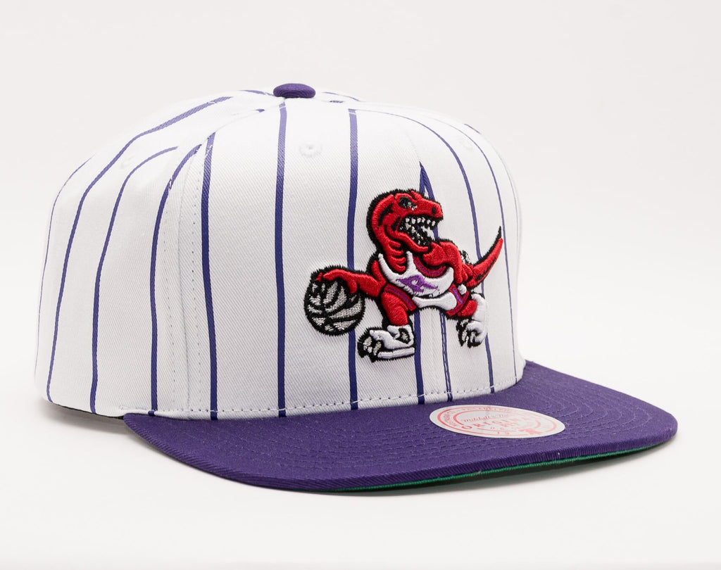 MENS MITCHELL & NESS NBA RETRO PINSTRIPE SNAPBACK HWC RAPTORS - WHITE