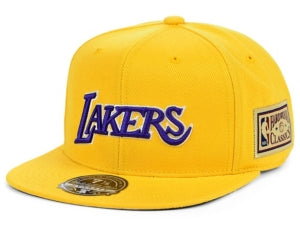 MENS MITCHELL & NESS NBA CHAMP PATCH FITTED HWC LAKERS