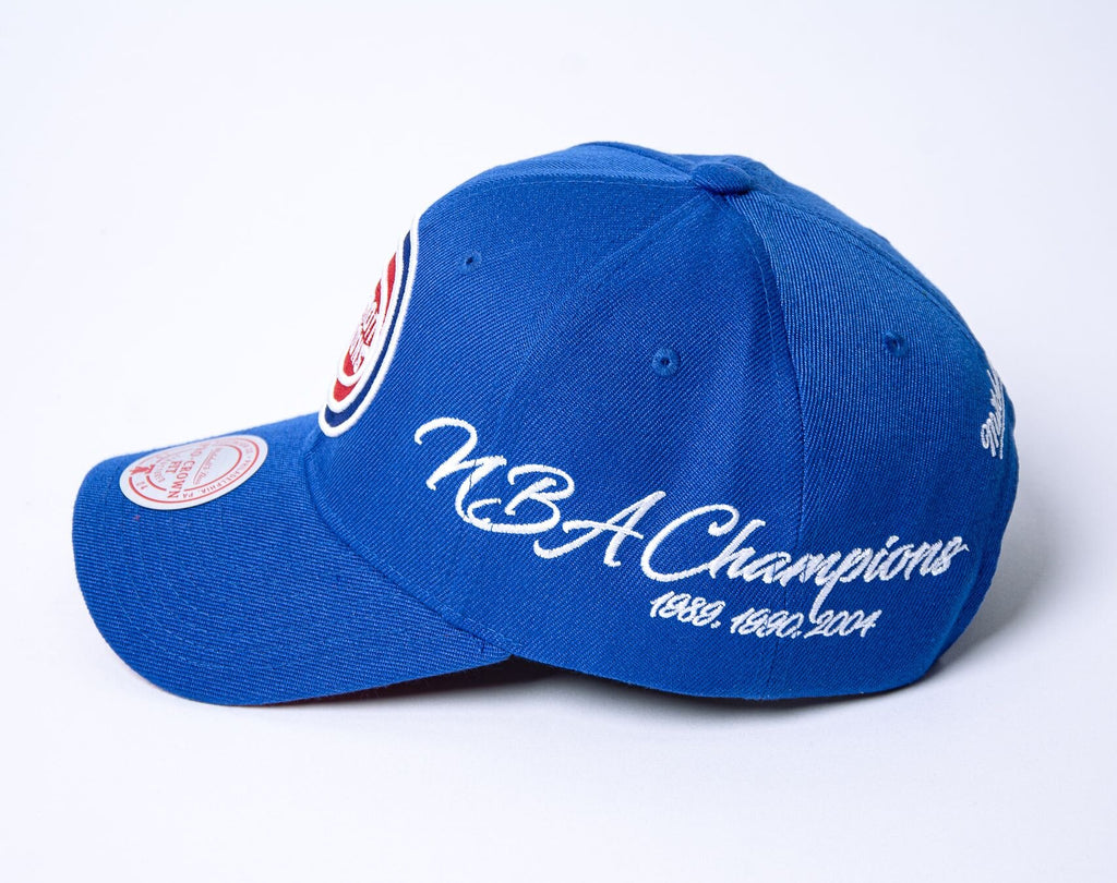 MENS MITCHELL & NESS NBA CHAMP WRAP PRO SNAPBACK HWC PISTONS - BLUE