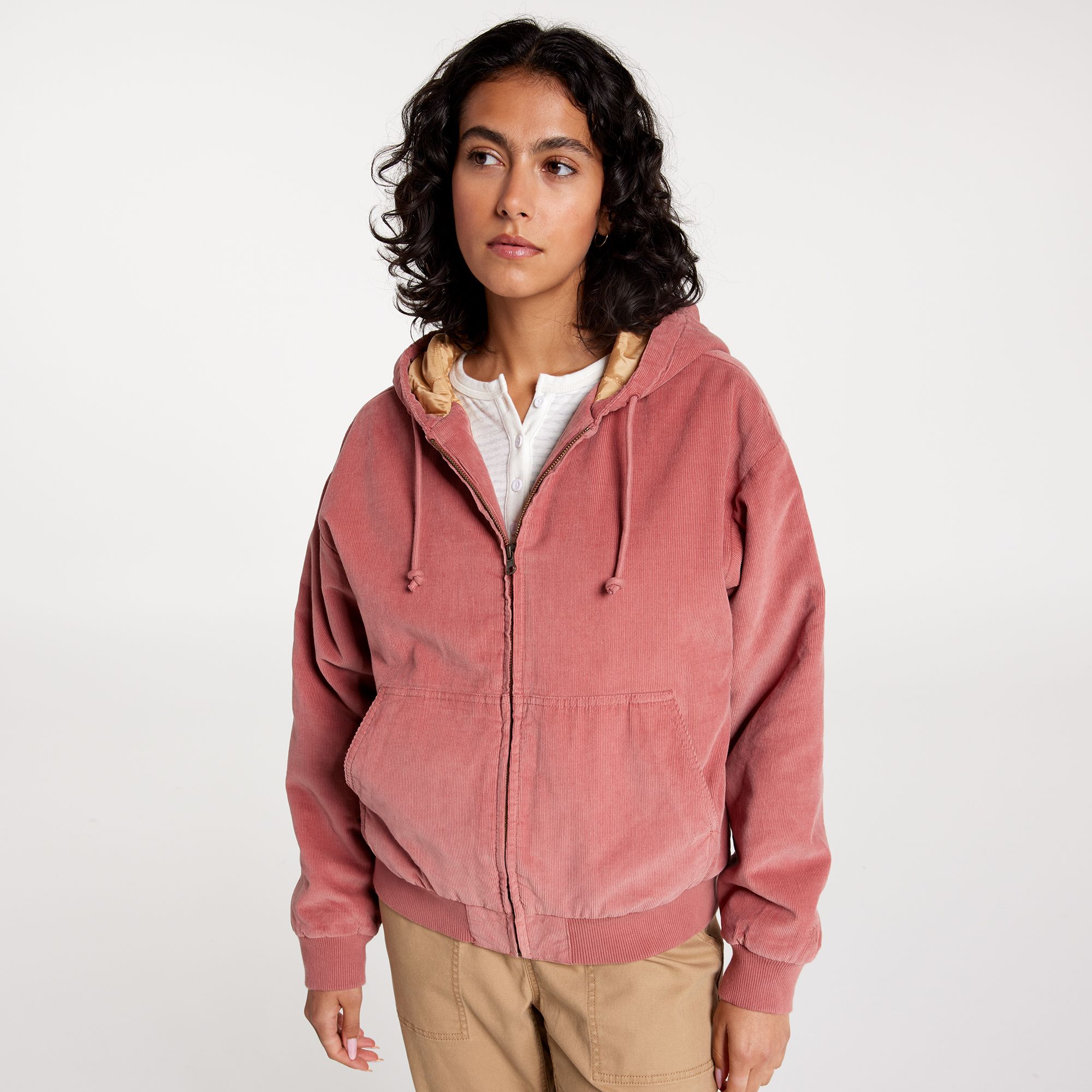 [ADW24701-SC] WOMENS ALPINE DESIGN AD CORD CORDUROY QUILTED FZ FULL ZIP HOODIE