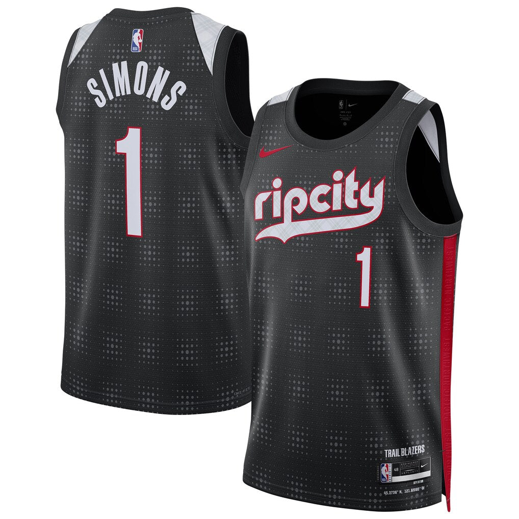 [9Z2B7BU8P24-TRAAI] YOUTH NIKE TRAIL BLAZERS ANFERNEE SIMONS 2024/25 SWINGMAN PLAYER JERSEY CITY EDITION
